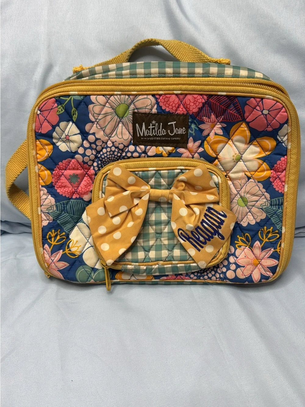 Matilda Jane Floral Quilted Travel Lunch Tote in Blue and Yellow Floral